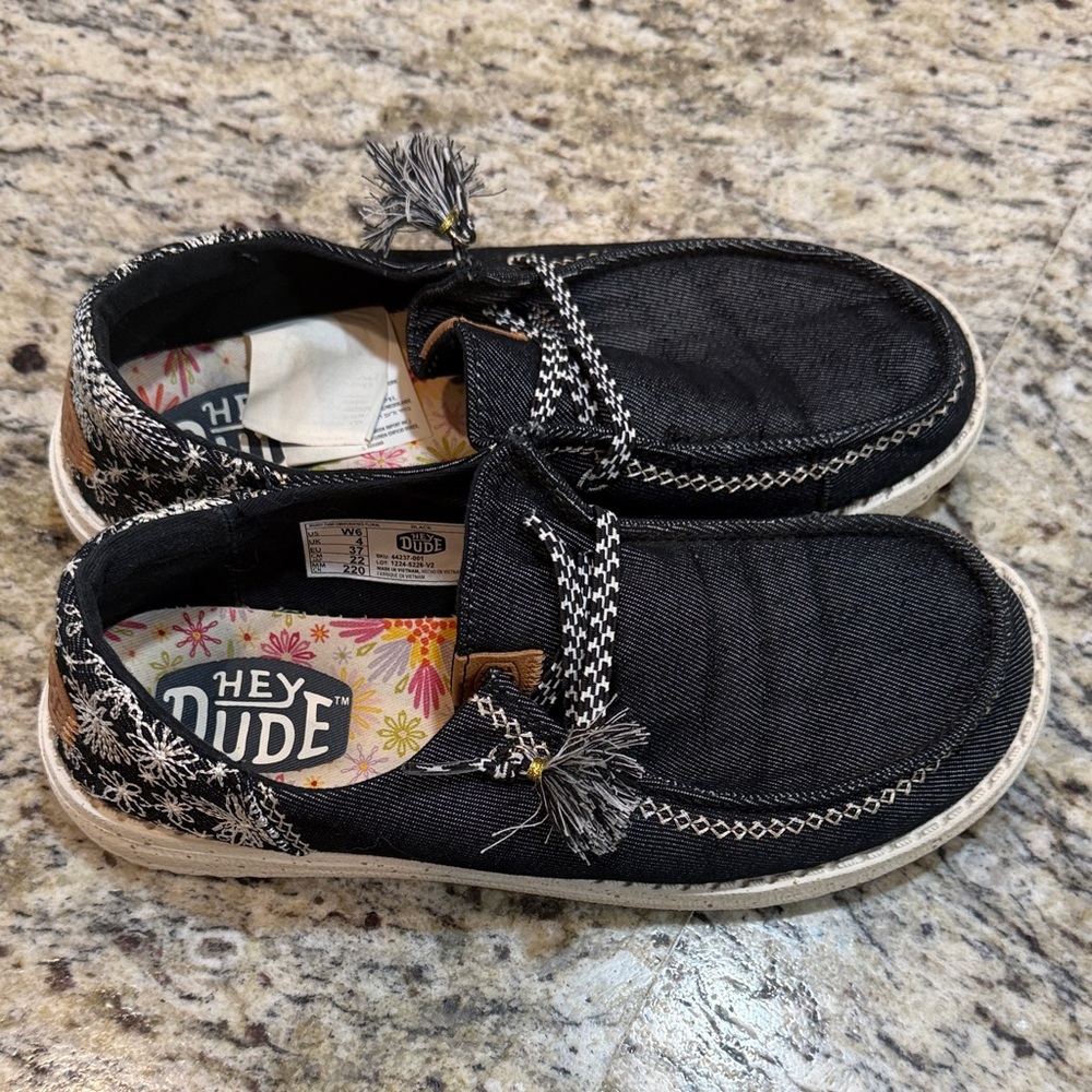 Hey Dude Black and White Casual Loafers